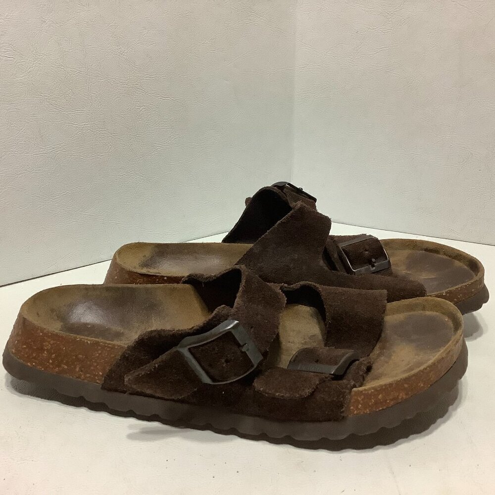 Betula Birkenstock Brown Suede Leather Arizona Sandals Size 245 Narrow Width - Picture 5 of 13